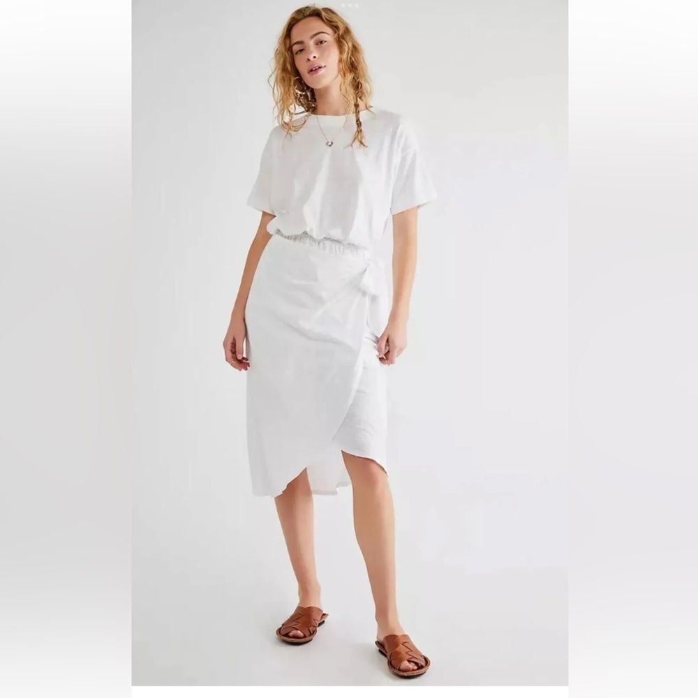 Free People White Flutter Sleeve Midi Dress